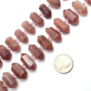 strawberry quartz graduated center drill faceted Points beads