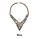 Bronzite Blue/Pink/Purple Impression Jasper Diamond Pendant Necklace 19" Inch