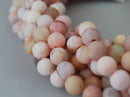 large hole pink opal matte round beads