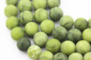 natural green jade matte round beads