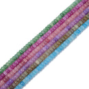 Pink Brown Purple Green Blue Fuchsia Crackle K9 Crystal Glass Smooth Rondelle Beads 4x6mm 15.5" Strand