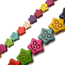 Multi Color Howlite Turquoise Flat Star Face Beads 12mm 20mm 15.5" Strand