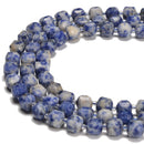 Natural Blue Spot Jasper Faceted Rubik's Cube Beads Size 8-9mm 15.5'' Strand
