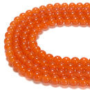 Dark Orange Crystal Glass Smooth Round Beads Size 6mm 8mm 10mm 15.5" Strand