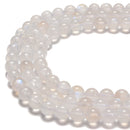 AAA Cream White Rainbow Moonstone Smooth Round Beads Size 6mm-12mm 15.5'' Str