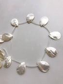 white mop shell smooth flat teardrop beads