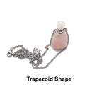 Rose Quartz Essential Oil Bottle Necklace Hexagon/Trapezoid Shape & Silver Chain