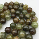 natural green garnet smooth round beads