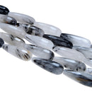 black tourmalinated quartz faceted teardrop beads