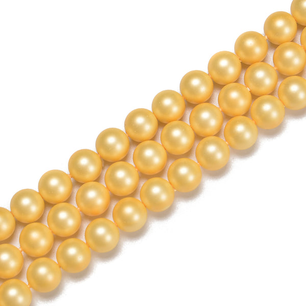Yellow Shell Pearl Matte Round Beads Size 6mm 8mm 10mm 15.5'' Strand