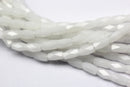 white opaque crystal glass faceted rice beads