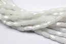 white opaque crystal glass faceted rice beads 