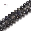 Natural Dark Blue Iolite Smooth Round Beads Size 6mm 8mm 10mm 15.5'' Strand