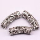 silver micro pave clear zircon tube charm