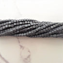 gray plated hematite matte cube beads