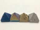 natural tiny druzy agate pyramid silver gold rainbow blue colors