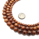 Red Wood Smooth Round Beads Size 6mm 8mm 10mm 15.5'' Strand