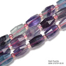 Light / Dark Fluorite Faceted Barrel Shape Beads Size 10x14mm 15.5'' Strand