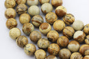 large hole picture jasper smooth round beads