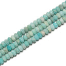 Blue Green Amazonite Hard Cut Faceted Rondelle Beads Size 5x8mm 15.5" Strand