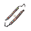 Handmade 7 Chakra Sea Sediment Jasper Stone Rectangle Tube Leather Wrap Bracelet