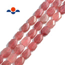 strawberry quartz rectangle twist faceted octagon beads
