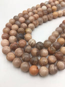 peach moonstone smooth round beads