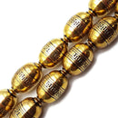 Vintage Acrylic Antique Etched Gold Barrel Drum Beads18x22mm 15.5" Strand