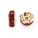 light siam red rhinestone rondelle spacers