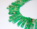 green sea sediment jasper graduated slice Sticks Points beads
