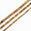 Natural Golden Jade Smooth Round Beads Size 6mm 8mm 10mm 15.5'' Strand