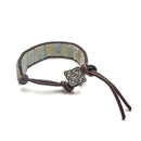 Natural Amazonite Stone Rectangle Tube Leather Wrap Bracelet