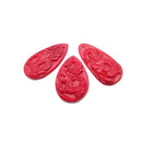 Red / White Bamboo Coral Hand Carved Dragon Teardrop Pendant Sold by Piece