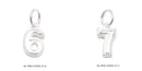 925 Sterling Silver Number Zero to Nine Pendant Charm Size 8x10mm 6 Pcs Per Bag