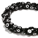 Black Evil Eye Glass Coin Discs Beads Size 6mm 8mm 10mm 15.5" Strand