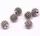 silver plated micro pave black zircon ball charm