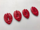 red bamboo coral hand carved double fish pendant