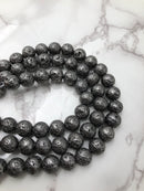 gun metal gray coated lava rock stone beads