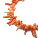 Orange Bamboo Coral Irregular Branch Sticks Points Beads 10-25mm 15.5" Strand