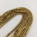 gold silver gray plated hematite smooth cube beads