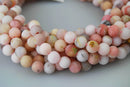 large hole pink opal matte round beads