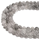 Natural Black Rutilated Quartz Smooth Round Beads 7mm 8mm 10mm 12mm 15.5" Strand