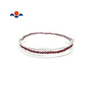 Red Garnet Faceted Round Elastic Bracelet Size 2mm 7.5" Length