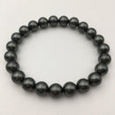 dark gray shell pearl bracelet smooth round 