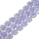 Natural Blue Lace Agate Faceted Square Beads Size 16mm 15.5'' Strand