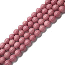 Petrified Rhodonite Smooth Round Beads Size 6mm 8mm 10mm 15.5" Strand