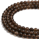 2.0mm Large Hole Smoky Quartz Smooth Round Beads Size 10mm 15.5'' Strand