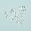 925 Sterling Silver Leaf Charm Pendant Size 7x15mm 8pcs per Bag