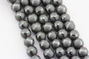 natural hematite soccer shiny design matte round beads