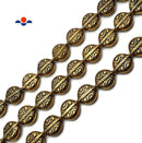 Vintage Acrylic Antiqued Etched Gold Round Flat Beads 15x18mm 15.5" Strand